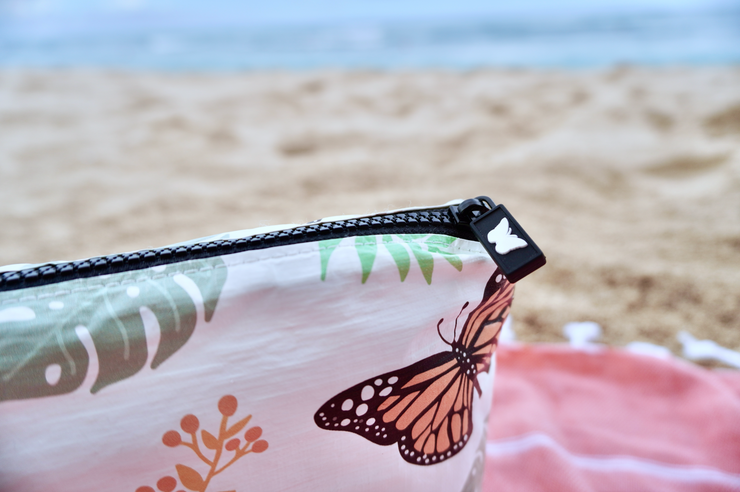 Hand Painted Monarch Butterfly Cotton Drawstring Pouch - Migratory